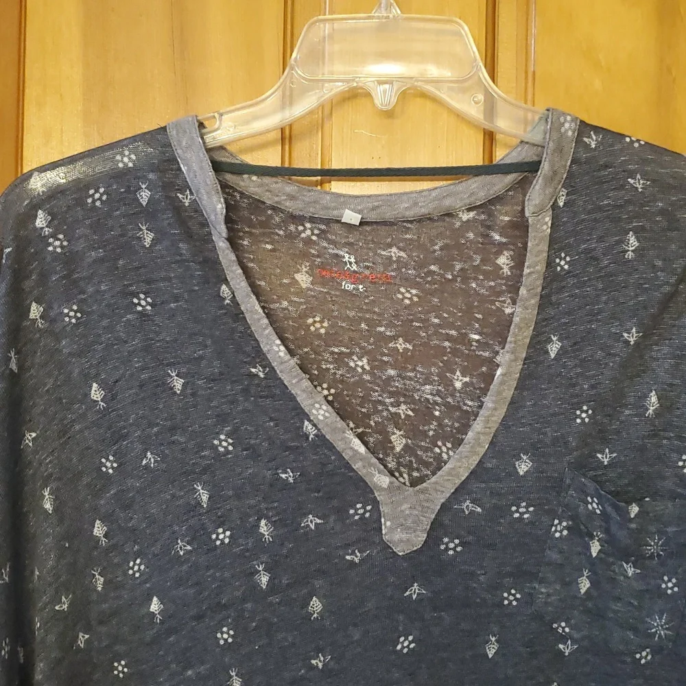 Johnny Was Pete & Greta Womans Semi Sheer‎ Linen Floral Shirt Size Medium - Picture 6 of 13